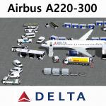 FS2004 Delta Airbus A220-300 AGS-4Ge